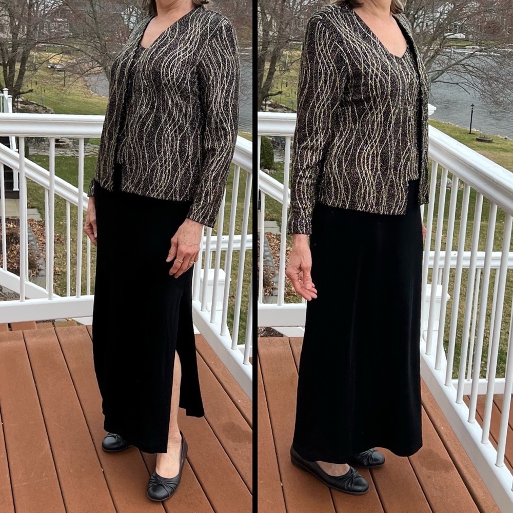 - Vintage Ronnie Nicole Metallic & Black Dress & Jacket Set! EUC!